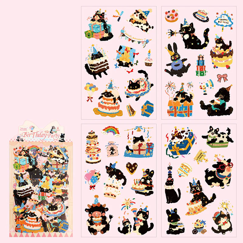 2ABC | Set de Pegatinas MengMeng Black Meow Birthday Party