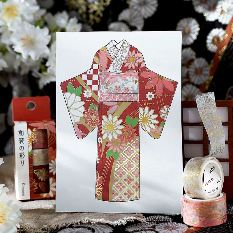 BGM | Set de Washi Tapes Kimono Colors Crimson Blossom - Image 5