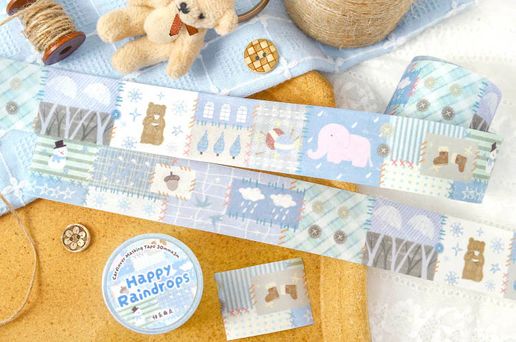 Card Lover | Patchwork Town Happy Raindrops Washi Tape - Image 4