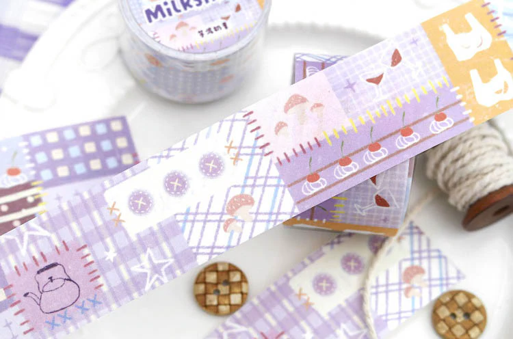 Card Lover | Patchwork Town Taro Milkshake Washi Tape - Image 3