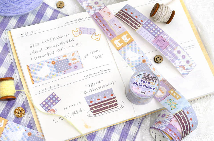 Card Lover | Patchwork Town Taro Milkshake Washi Tape - Image 4