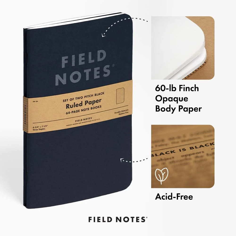 Field Notes | Set de 2 Cuadernos Pitch Black M (Puntos) - Image 3