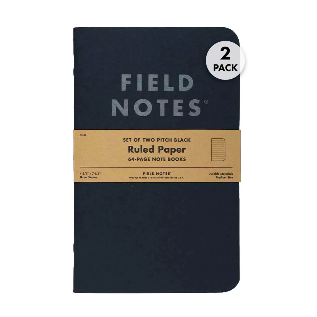 Field Notes | Set de 2 Cuadernos Pitch Black M (Rayas)