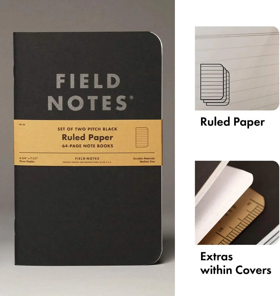 Field Notes | Set de 2 Cuadernos Pitch Black M (Rayas) - Image 2