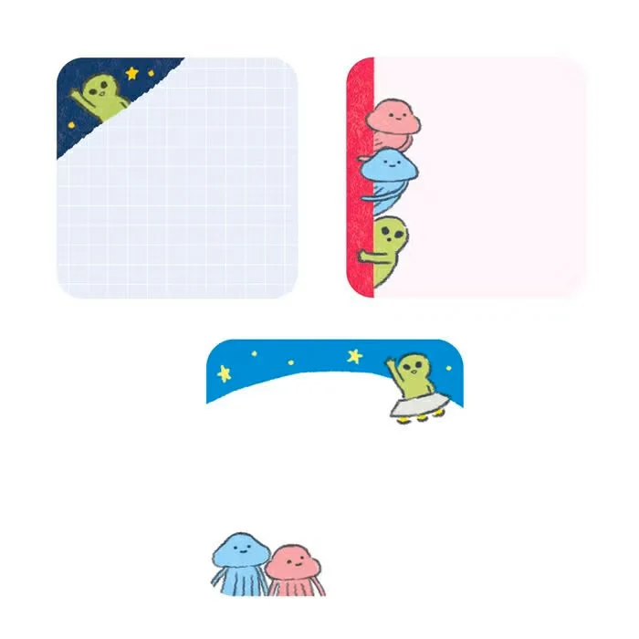 Furukawashiko | Mini Notas Adhesivas Message Note Peek a Boo Alien - Image 2
