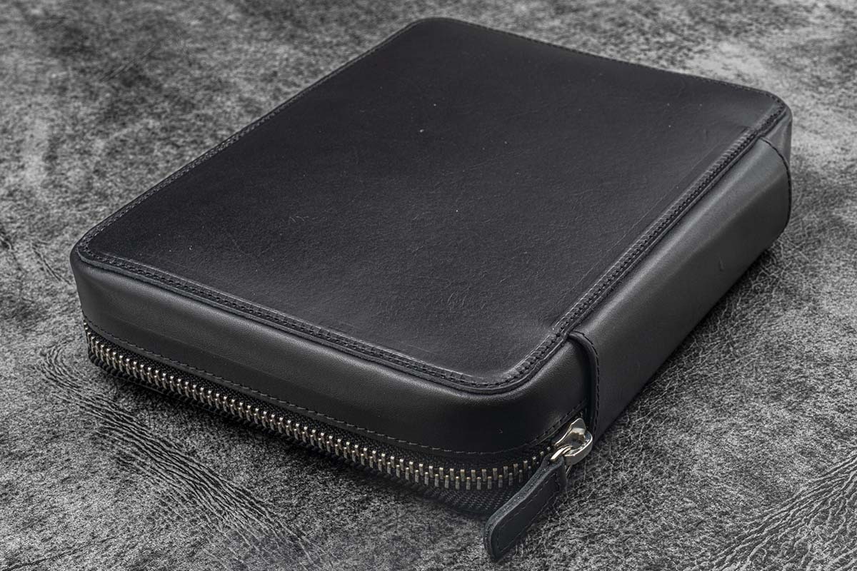 Galen Leather | Funda Expansi-Folio Leather Wide A5 Zip Folio Black - Image 4