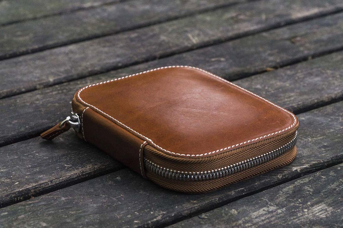Galen Leather | Funda Leather Zippered 10 Slots Pen Case Brown - Image 6