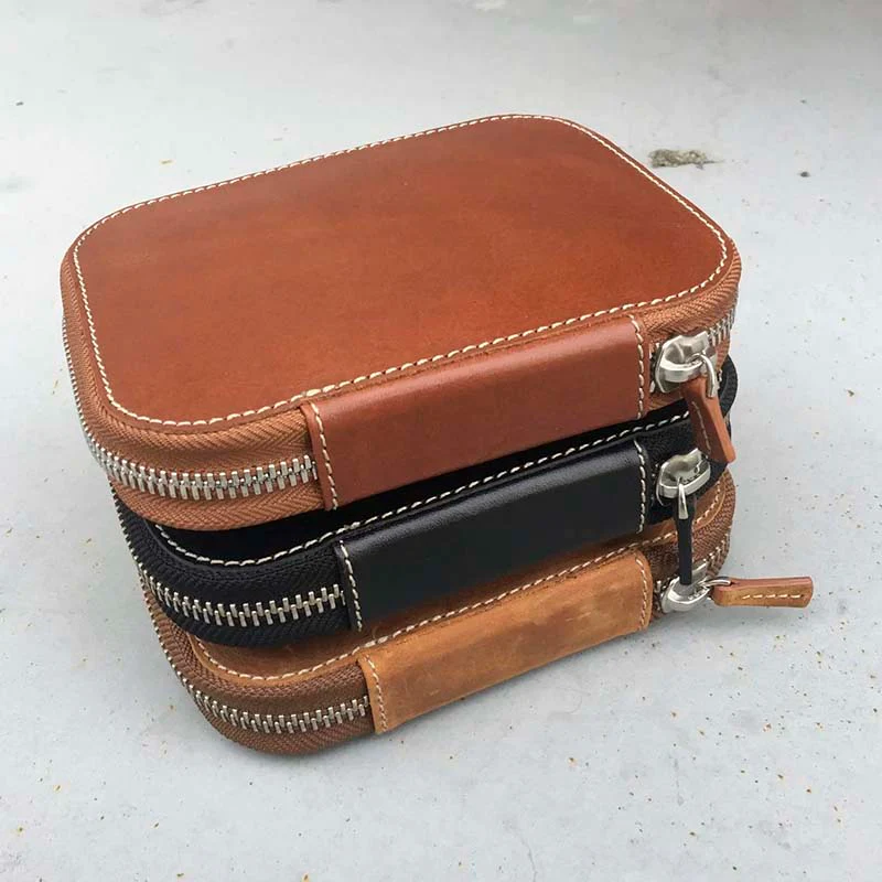 Galen Leather | Funda Leather Zippered 10 Slots Pen Case Crazy Horse Brown - Image 9