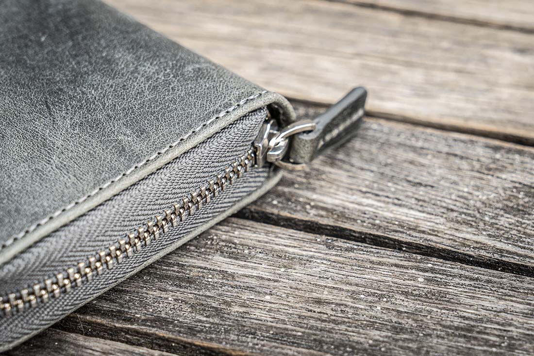 Galen Leather | Funda Leather Zippered 3 Slots Pen Case Crazy Horse Smoky - Image 5