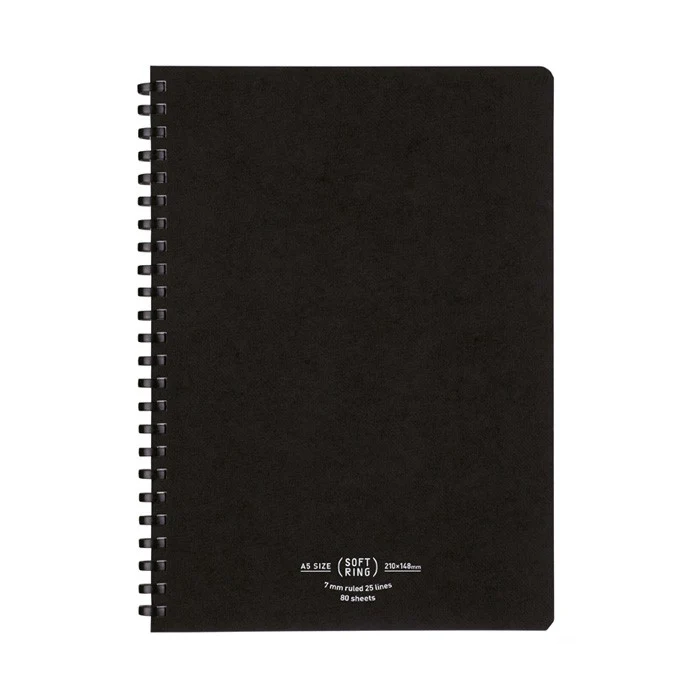 Kokuyo | Cuaderno Soft Ring A5 Black (Rayas)