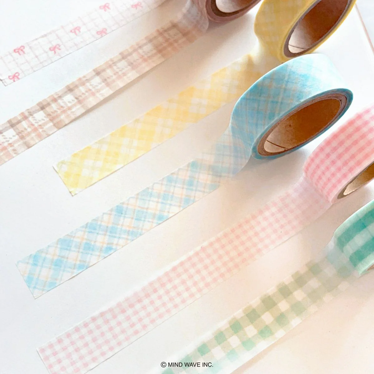 Mind Wave | Pattern Check Blue Beige Washi Tape - Image 3