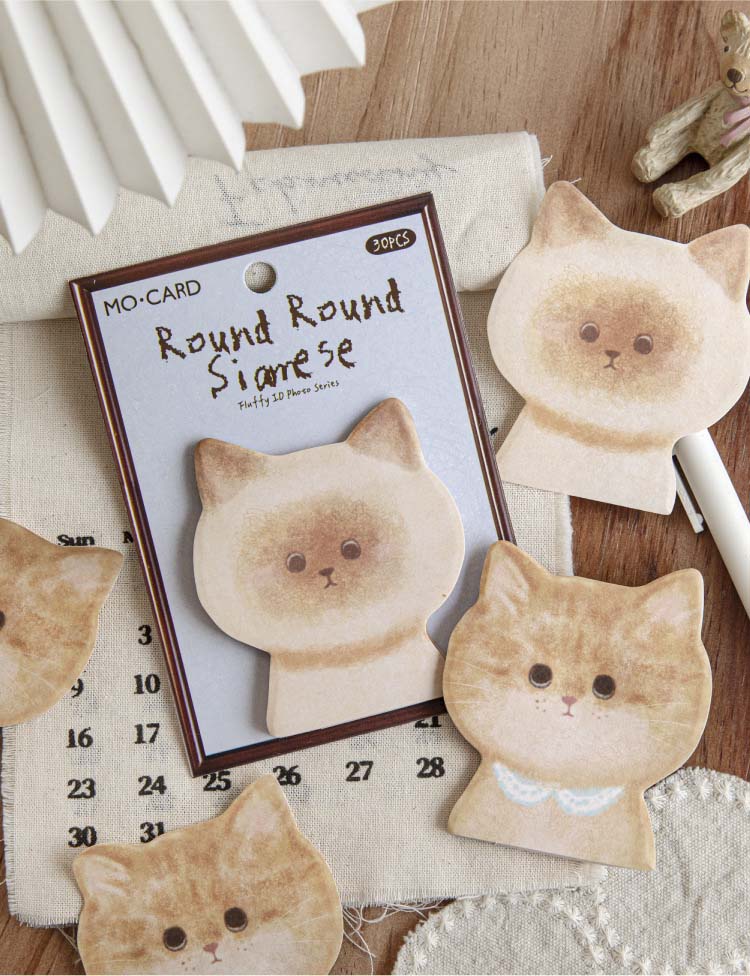Mo Card | Notas Adhesivas Velvet ID Photo Round Round Siamese - Image 2