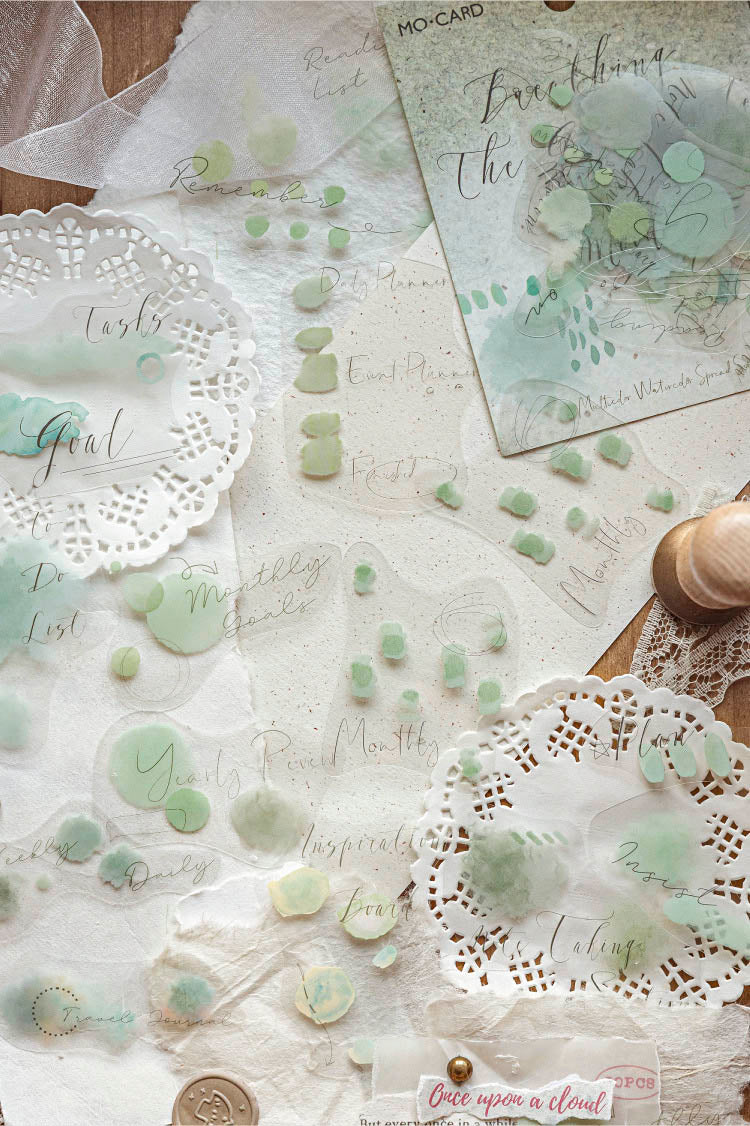 Mo Card | Pegatinas Multi Color Watercolor Shop Breathing Green Tide - Image 2