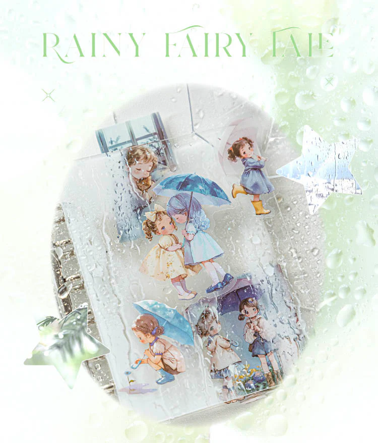 Mo Card | Pegatinas Rainy Fairy Tale Ripples in Blue Skirt - Image 3