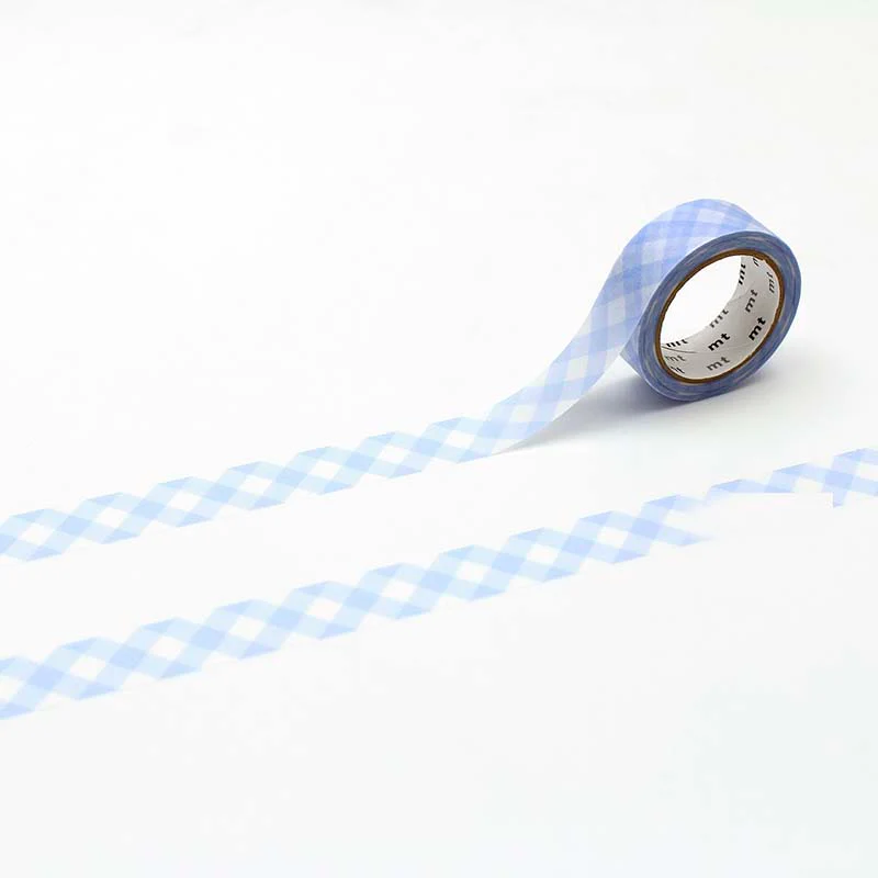 MT Masking Tape | Gingham Check Pastel Ultramarine Washi Tape - Image 3