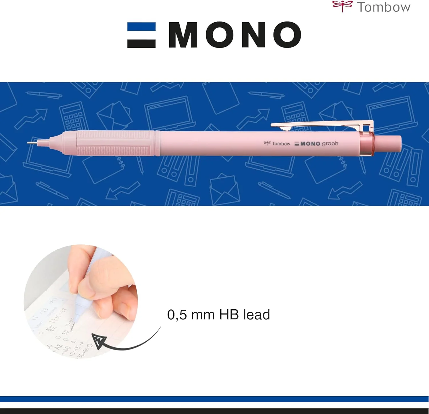 Tombow | Portaminas Mono Graph Lite 0.5 Smokey Pink - Image 2