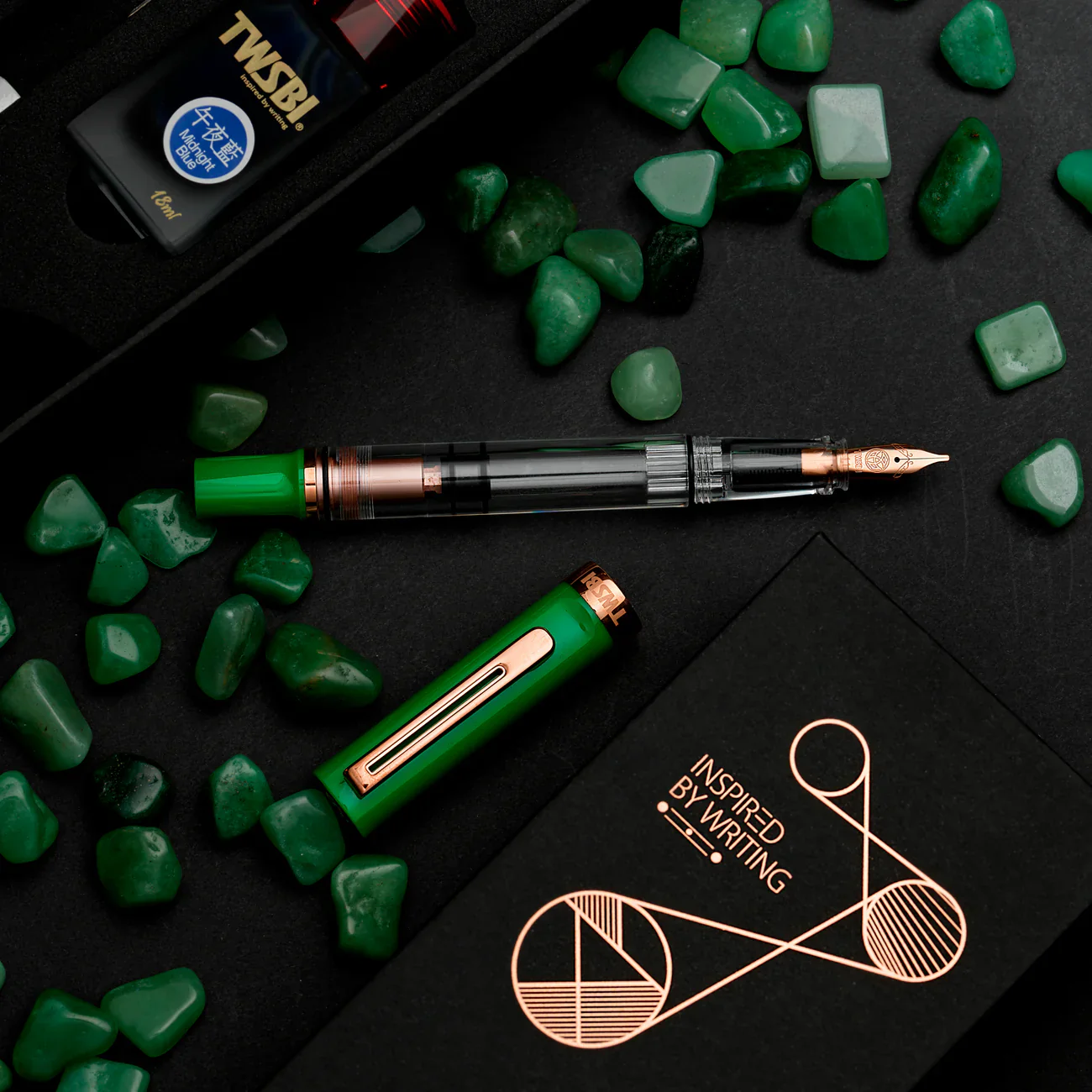 TWSBI | Set Pluma Estilográfica ECO T Royal Jade F con Tinta Midnight Blue - Image 5