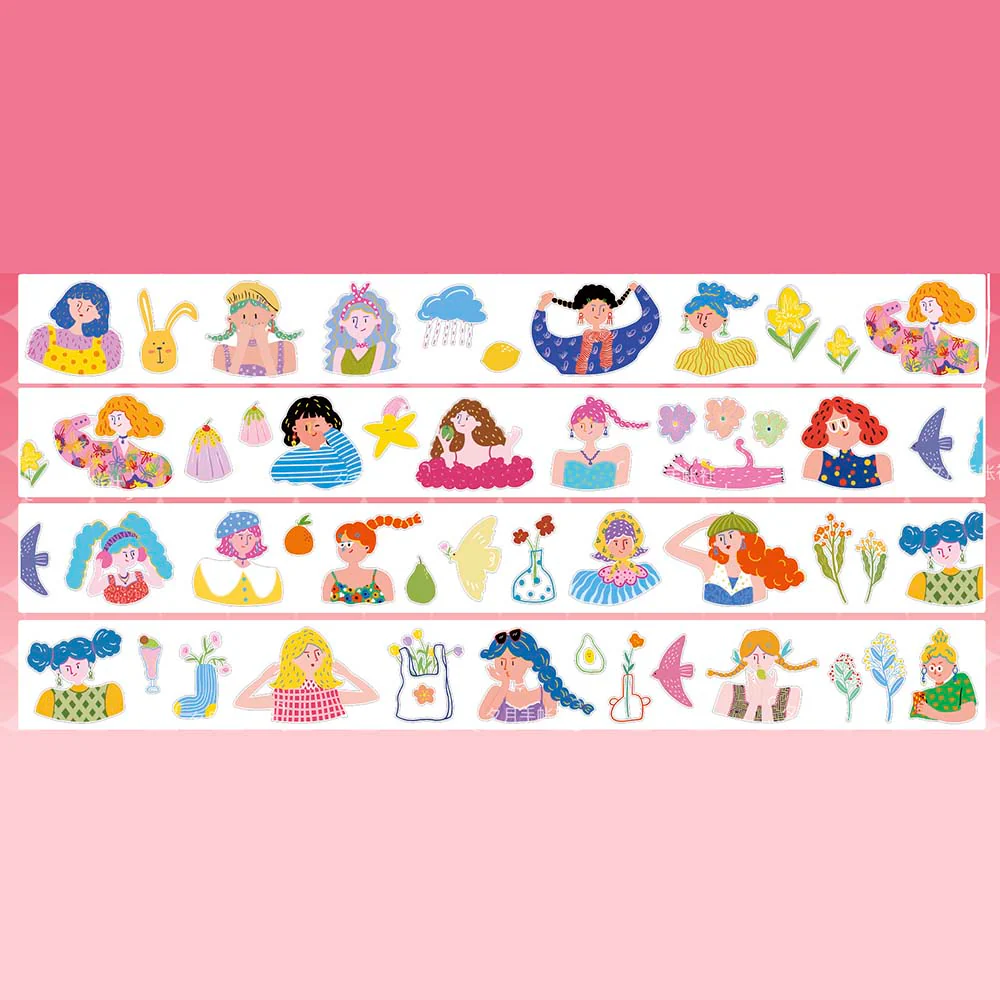 XiYue | Pegatinas en Rollo Colorful Girls