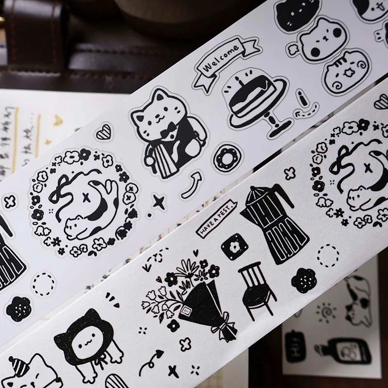 YiEr | Pegatinas en Rollo Cat Cafe Daily Life